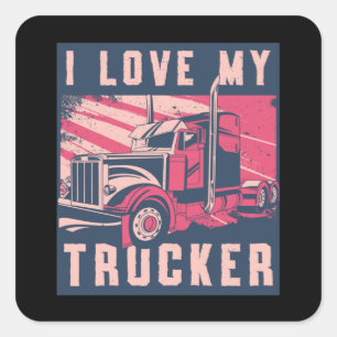 Truckers Wife I Love My Trucker Wife Truck Funny Square Sticker