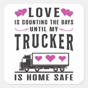Truckers Wife Trucker Wife Love Truck Gift Idea Square Sticker