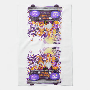 Truckin Halloween Gnomes Tea Towel