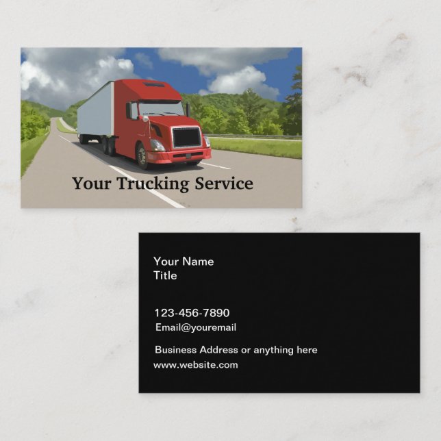 Trucking And Truck Driver Business Cards (Front/Back)