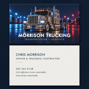 Trucking Chrome Semi Truck Night Lights Business Card