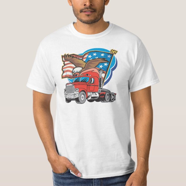 Trucking Eagle Mens Value T-shirt for Truckers (Front)