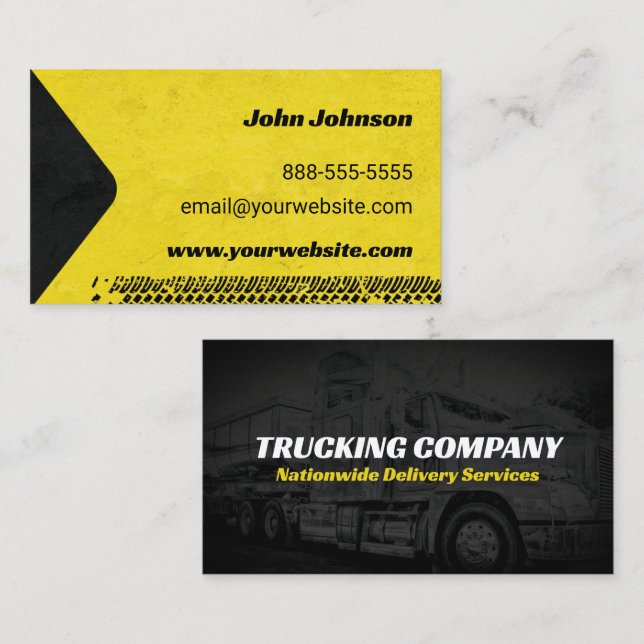Trucking Services Black and Yellow Business Card (Front/Back)