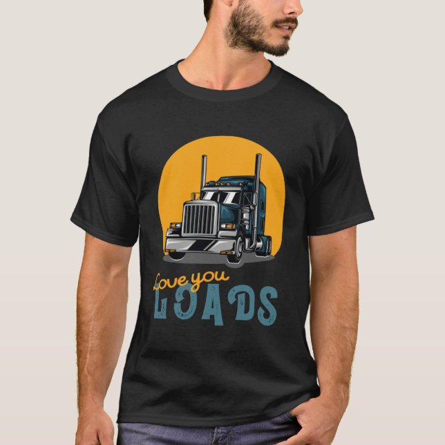 Trucking Tees Unisex Semi Truck Teal Orange Love (Front)