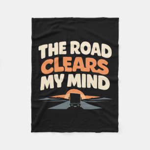 Trucking Therapy Road Is My Therapy Trucker Mental Fleece Blanket