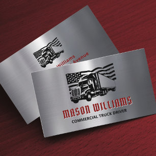 Trucking Transport Metal Design Trucker Company Business Card