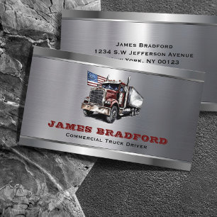 Trucking Transport Metal Log Trucker Company Business Card