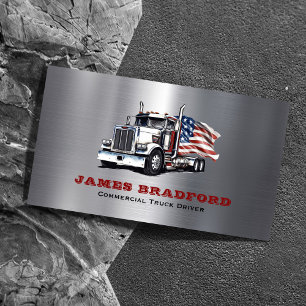 Trucking Transport Metal Log Trucker Company Business Card