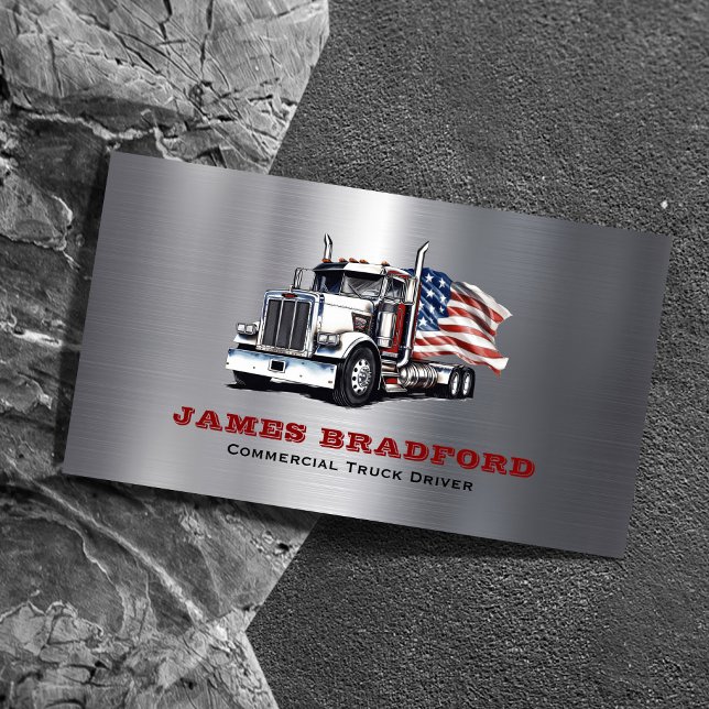 Trucking Transport Metal Log Trucker Company Business Card (Creator Uploaded)