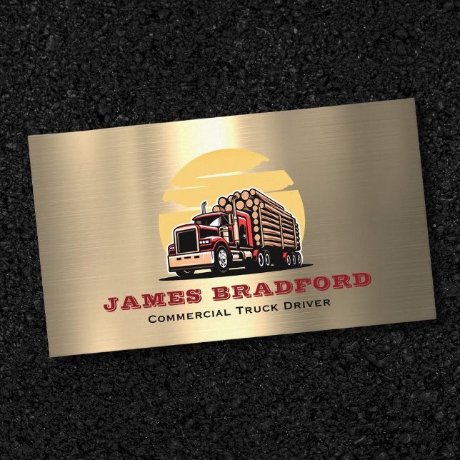 Trucking Transport Metal Log Trucker Company Business Card (Creator Uploaded)