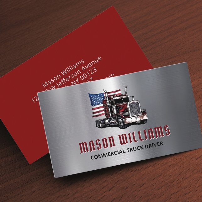 Trucking Transport Trucker Company American Flag Business Card (Creator Uploaded)