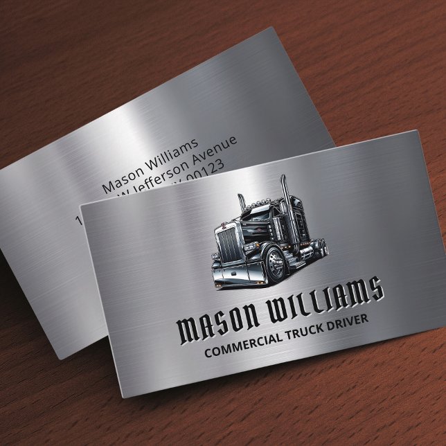 Trucking Transport Trucker Company Metal Business Card (Creator Uploaded)