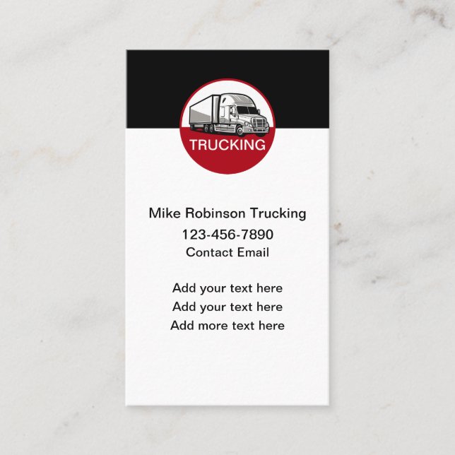 Trucking Truck Driver Business Cards (Front)