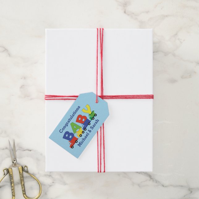 Trucks Baby Shower Gift Tags (With Twine)