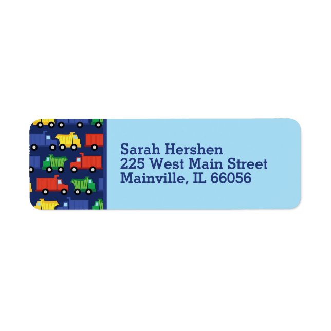 Trucks Baby Shower Return Address Label (Front)