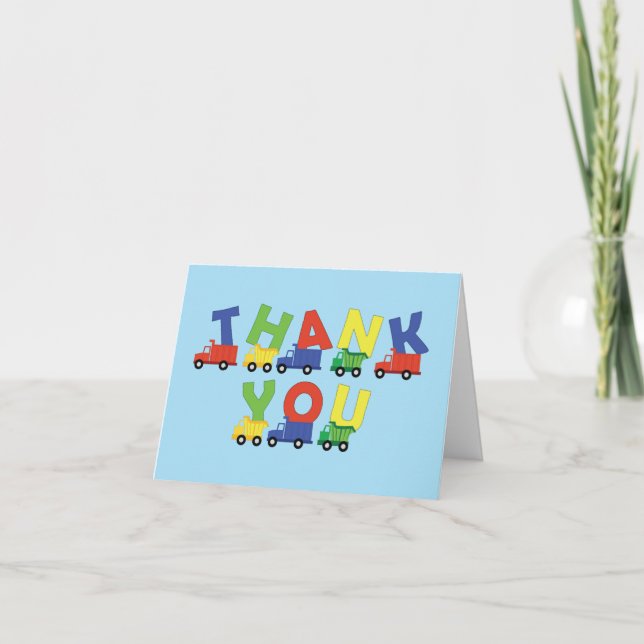 Trucks Baby Shower Thank You Card (Front)