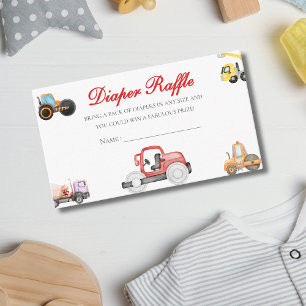 Trucks baby under construction baby shower Diaper Enclosure Card