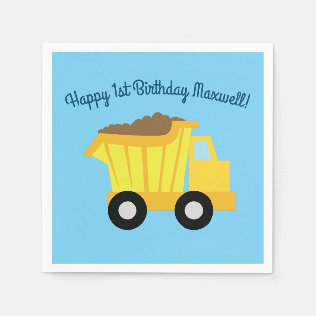 Trucks Birthday Party Napkin (Front)
