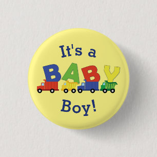 Trucks Boy Baby Shower Construction Cute 3 Cm Round Badge
