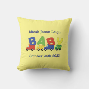 Trucks Boy Baby Shower Construction Cute Cushion