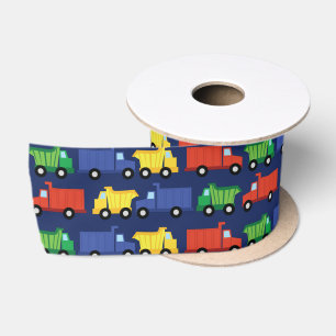 Trucks Boy Baby Shower Construction Cute Satin Ribbon