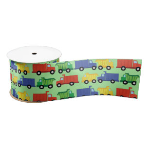 Trucks Boy Baby Shower Construction Cute Satin Ribbon