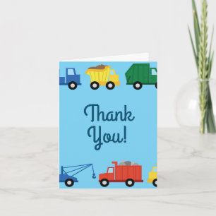 Trucks Cars Cute 1st Birthday Party Theme Card