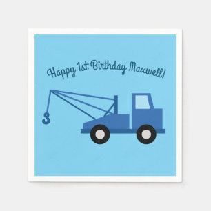 Trucks Cars Cute 1st Birthday Party Theme Napkin