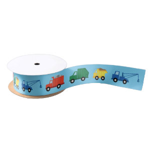 Trucks Cars Cute 1st Birthday Party Theme Satin Ribbon