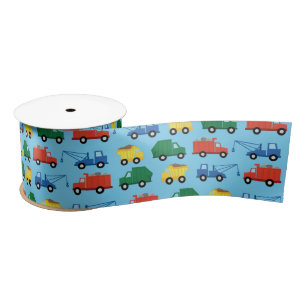 Trucks Cars Cute 1st Birthday Party Theme Satin Ribbon