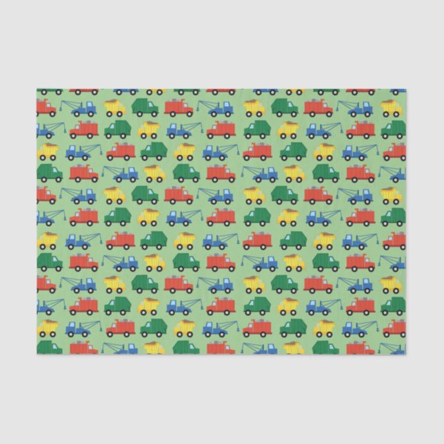Trucks Cars Cute 1st Birthday Party Theme Tissue Paper (Front)