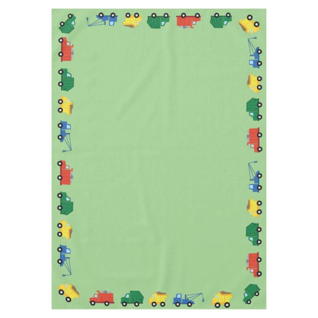 Trucks Cars Cute Birthday Party Tablecloth (Front)