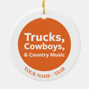 Trucks, Cowboys and Country Music Ceramic Tree Decoration
