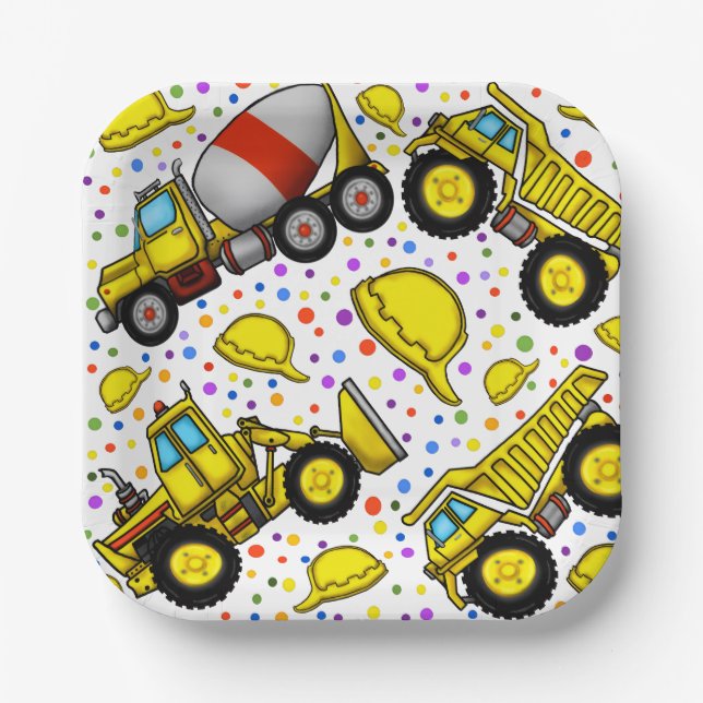 Trucks Party Paper Plates (Front)
