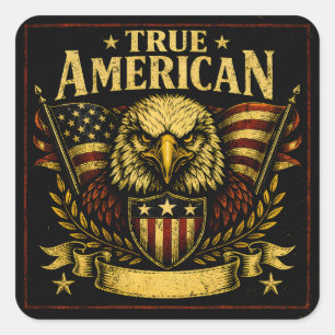 True American – Proud Patriot Pride Bold Square Sticker