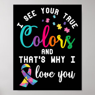True Autism Colours Autistic Awareness Ribbon Spec Poster