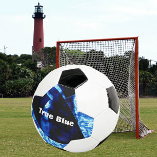 True Blue Abstract Customisable Soccer Ball