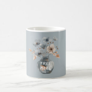 True Blue Cream Floral Vase Coffee Mug