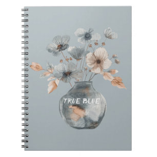True Blue Cream Floral Vase Notebook