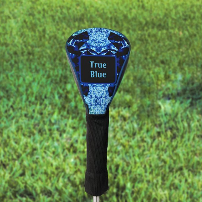 True Blue Edgy Abstract Personalised with Name Golf Head Cover (Creator Uploaded)