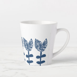 True Blue Geo Tulips Latte Mug
