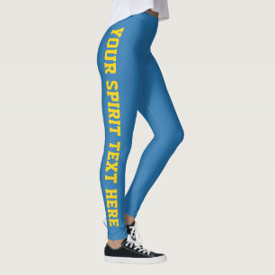 True Blue Gold Custom School Spirit Text Leggings