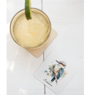 True Blue Kookaburra, custom Glass Coaster