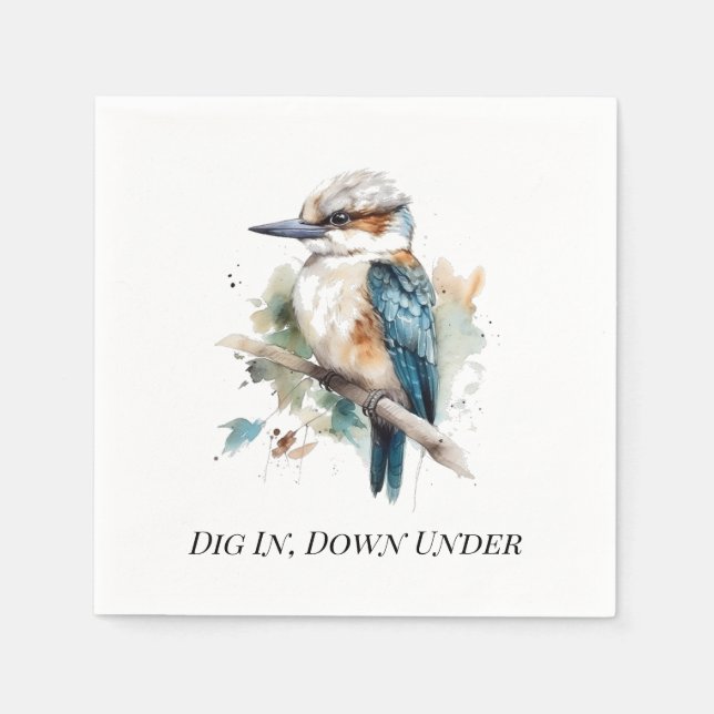 True Blue Kookaburra, custom Napkin (Front)