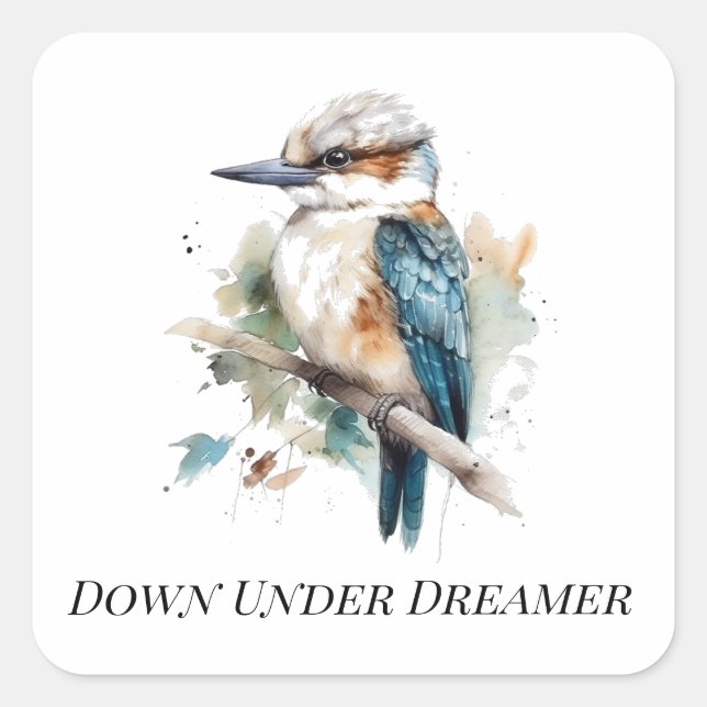 True Blue Kookaburra, custom Square Sticker (Front)