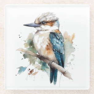 True Blue Kookaburra Glass Coaster