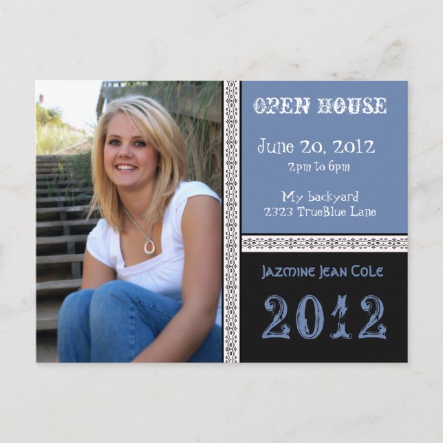 True blue Open House Postcard (Front)