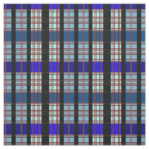 True Blue Plaid Pattern Fabric
