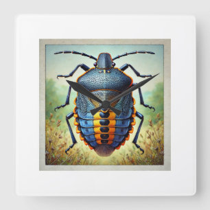 True Bug Dorsal View 010824IREF228 - Watercolor Square Wall Clock