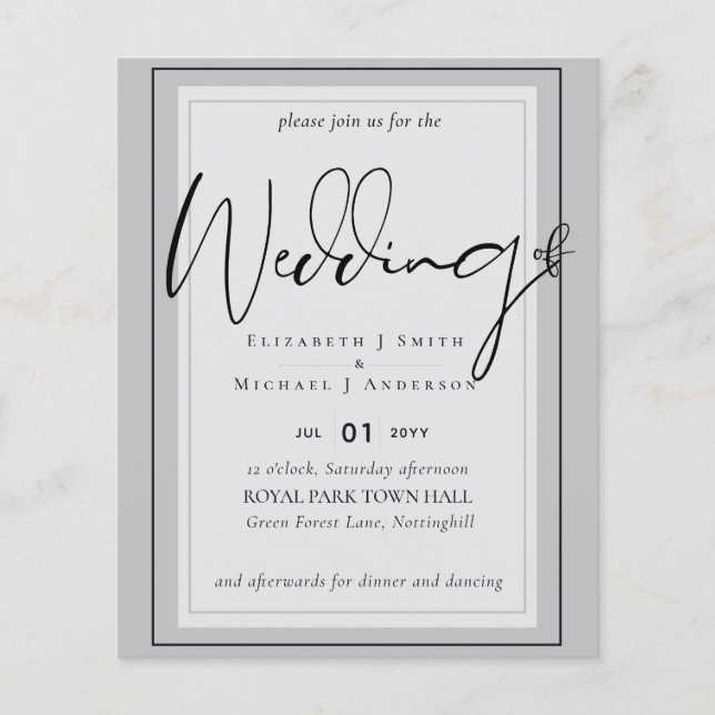 True Colour Script Typography Budget Wedding (Front)